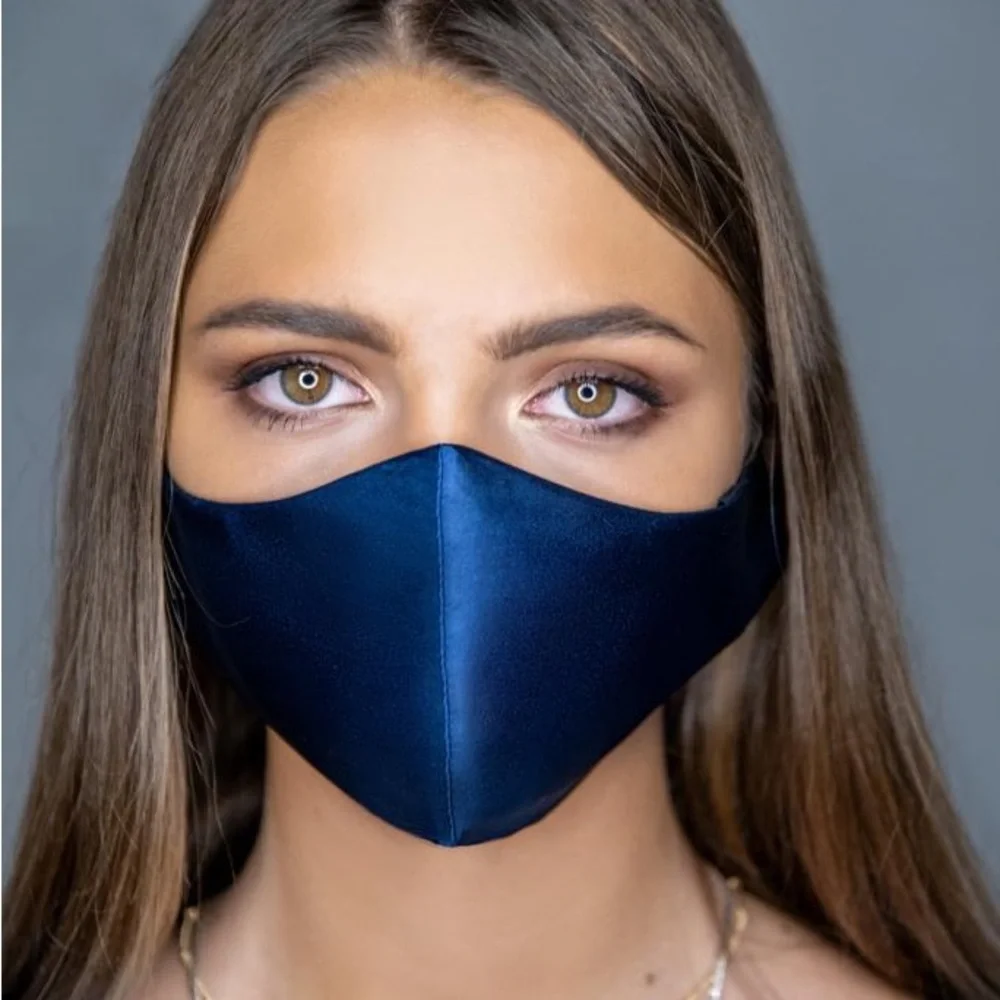 Elegant Blue Satin Face Mask